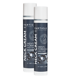 Two bottles of Particle Men’s Formula Neck Cream.