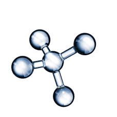 Molecule with five spherical atoms connected by rods.